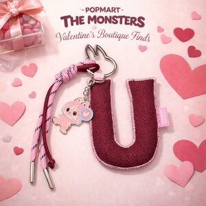 POPMART The Monsters Pin For Love Series “U” Letter Pendant Keychain | NEW
